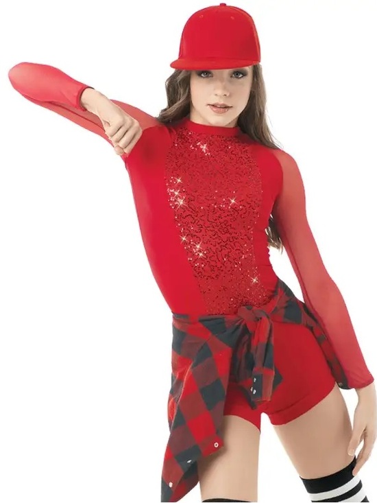 Weissman Other - Weissman Sequin Red Biketard Dance Costume